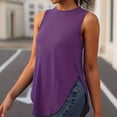 thumbnail image 4 of biudgviw Womens Summer Sleeveless Tank Tops Comfy Crewneck T Shirt Side Split Casual Loose Fit Basic Tees for Yoga Gym Tees, 4 of 6