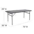 thumbnail image 5 of Emma + Oliver 6-Foot Bi-Fold Dark Gray Plastic Folding Table with Carrying Handle, 5 of 12