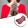 thumbnail image 4 of Jumpingount 1 par de guantes para mujer, manopla cálida de cuero para clima frío, calentador de manos informal portátil para ciclismo, manopla guantes y mitones Rojo oscuro, 4 of 6