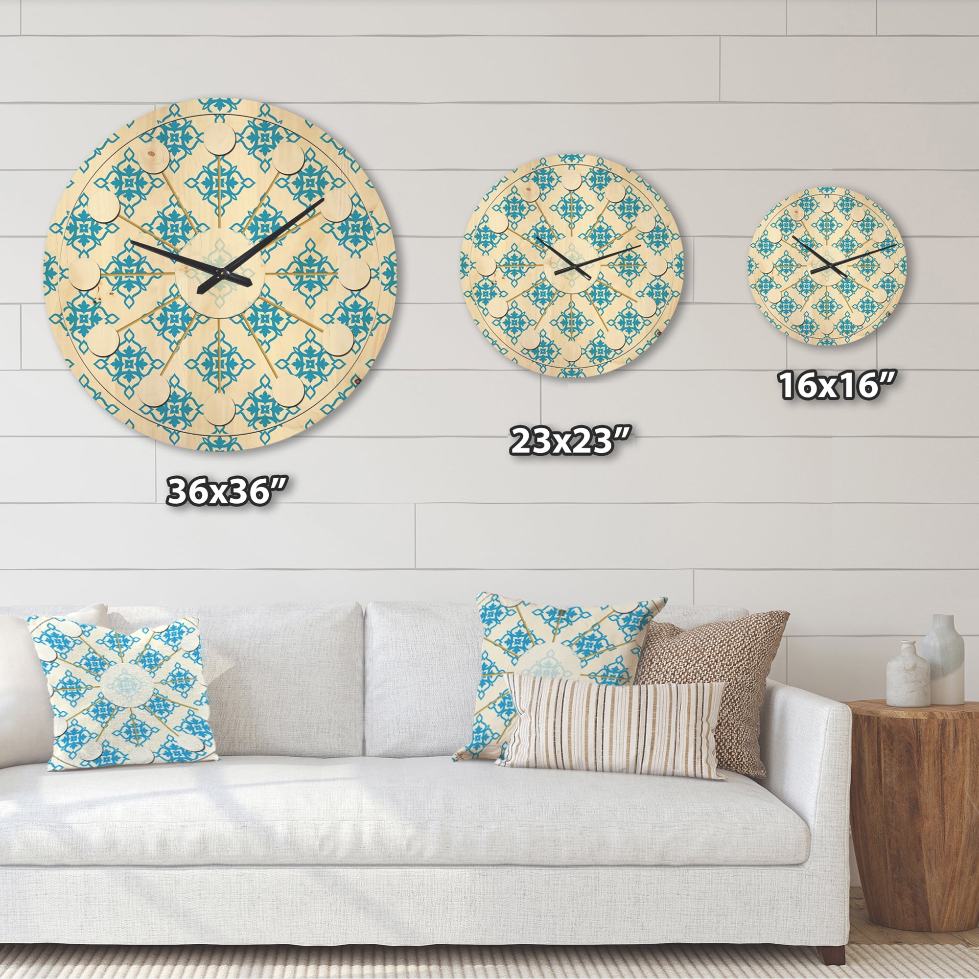 Designart 'Ornamental Retro Pattern I' Mid-Century Modern Wood Wall Clock