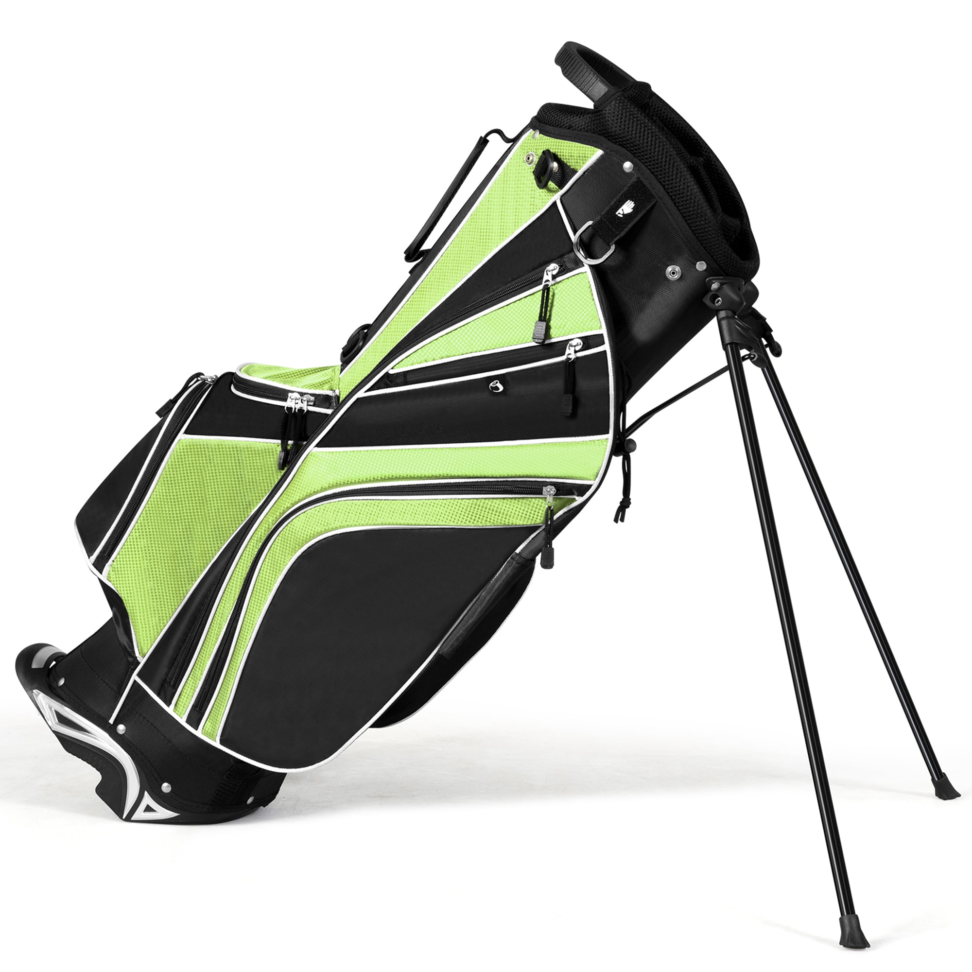Gymax Golf Carry Bag Golf Stand Bag 6 Way Divider w/ Straps & 7 Storage Pockets Gray