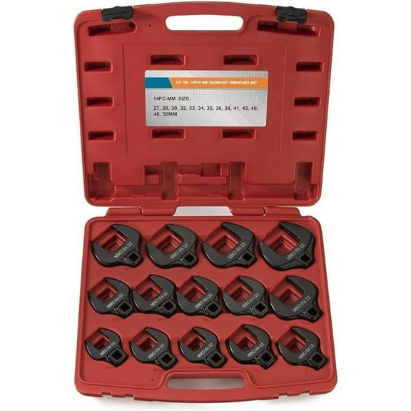 Neiko 03326A 1/2” Drive Jumbo Crowfoot Wrench Set | 14 Piece | Metric | 27 to 50 mm | Cr-Mo Steel