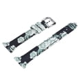 thumbnail image 2 of Replacement Slim Leather Printing Watch Band Strap For Fitbit Versa Woman (Black Green Flower), 2 of 10