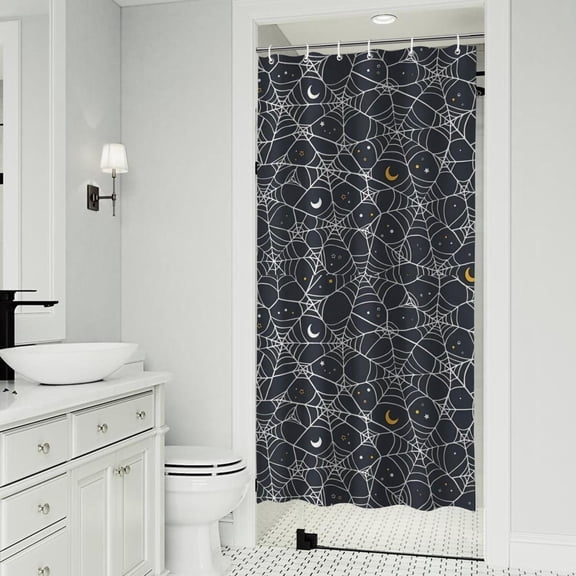 Spider Web Halloween Pattern Shower Curtain 36"x72" ,Bathroom Decorative Shower Curtains Set with 12 Hooks,Modern Waterproof Washable Shower Curtain