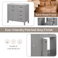 thumbnail image 5 of 36" Bathroom Vanity without Sink, Modern Storage Cabinet with Double Doors & 3 Drawers, Freestanding Rectangular Vanity with Solid Frame, Cabinet Base Only, Grey, 5 of 9