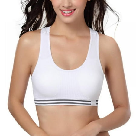 

Ame Women Sport Bra Quick Drying Fitness Padded Stretch Workout Bra Gym Training Running Vest Underwear White