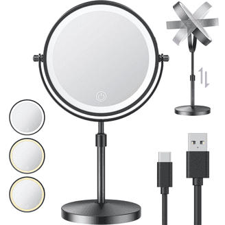 20x Magnifying Mirror With Light - 3 Color Modes, Adjustable Brightness, Rechargeable, 360° Rotation