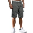 thumbnail image 2 of hirigin Men's Adjustable Drawstring Shorts, Multiple Large Pockets Cargo Shorts, Solid Color Knee-Length Short Sweatpants, 2 of 6