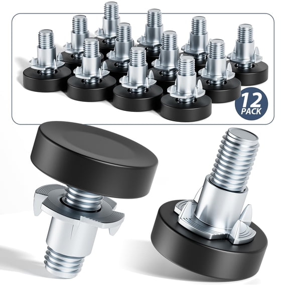 Emlimny 12 Pack Furniture Leveling Feet with T-Nuts,1/4"-20 Thread Adjustable Screw Levelers for Table, Chair, Stool, Cabinet Legs, Heavy Duty Floor Protectors