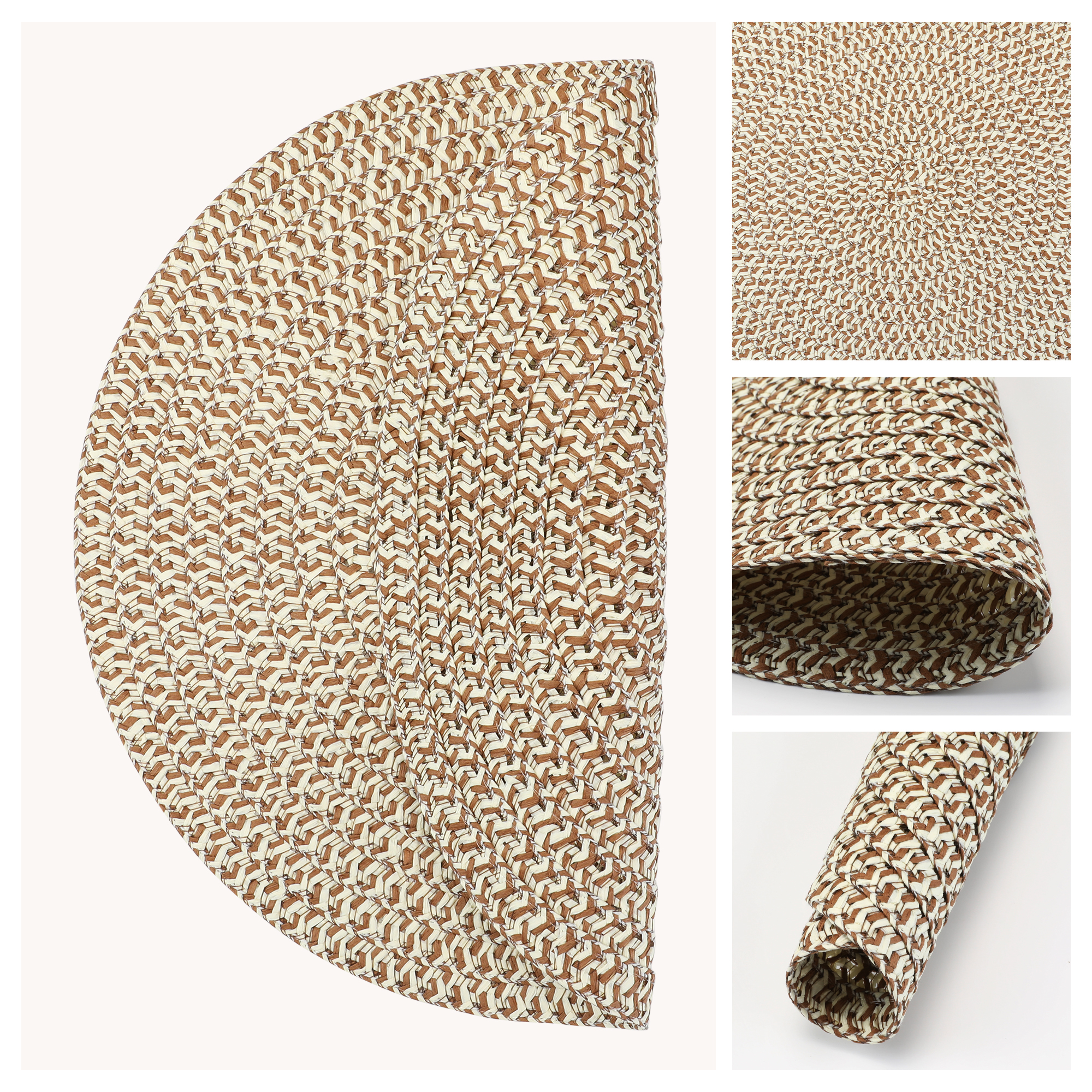 Unique Bargains Round Placemats Set of 6 Woven Placemats for Home Coffee
