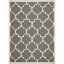 SAFAVIEH Courtyard Alyssa Geometric Indoor/Outdoor Area Rug, Anthracite/Beige, 8' x 10'