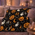 thumbnail image 6 of Halloween Pumpkin Ghost Bat Pattern, Festive Halloween Scene, Warm Flannel Blanket for Living Room and Reading Nook, Art Lovers Halloween Gift, Festive Home Decor, 6 of 9