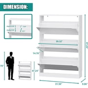 FANRAL Shoe Storage Cabinet for Entryway,White Shoe Cabinet Storage with 3 Flip Drawers,Shoe Cabinet for Entryway Slim Space,3 Tier White Shoe Cabinet Freestanding Wood Shoe Rack for Entryway,Hallway