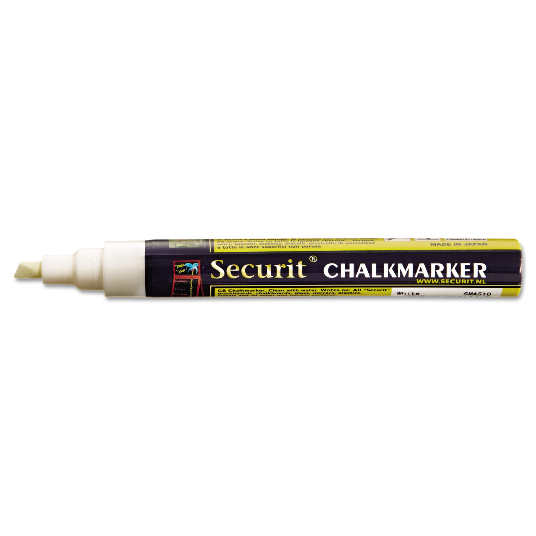 deflecto Liquid Chalk Marker, Chisel, White, 4/Pack