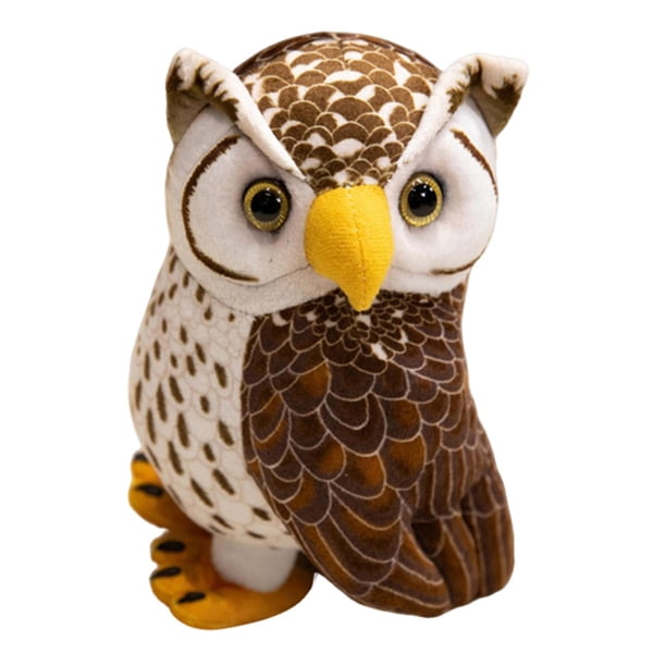 Búho de peluche de juguete, muñeco de peluche, animal de peluche, lindo, divertido, decorativo, suave, regalo de cumpleaños Marrón