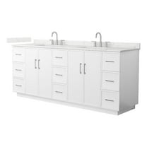 Elan TK 84" White Double Vanity & Giotto Quartz Top (3-Hole) & Nickel Trim