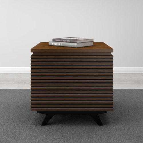 Furnitech Tango 24" Mid-Century Solid Wood End Table in Cognac Black