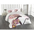 thumbnail image 2 of Ambesonne Summer Quilted Coverlet 3 Pcs, Butterflies Blossoms, King Size, Multicolor, 2 of 4