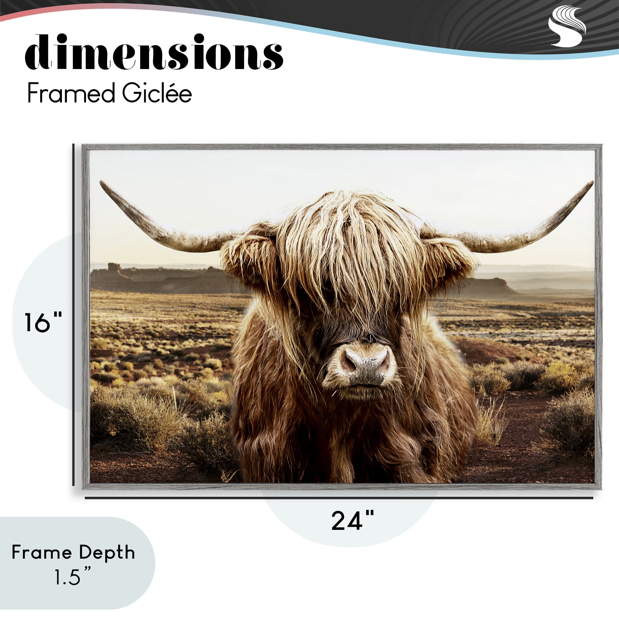 Stupell Industries Rugged Vegetation Cattle Portrait Gray Framed Giclee Art, design by CAD Designs