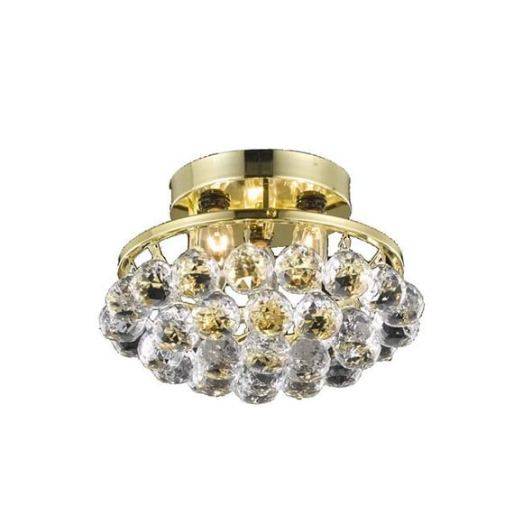 Elegant Lighting V9805F10G-RC Corona 3 Light Flush Mount, Royal Cut Crystals - Chrome
