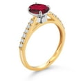 thumbnail image 3 of Gem Stone King 10K Yellow and White Gold Ruby Red Mystic Topaz and White Lab Grown Diamond Engagement Ring for Women (1.48 Cttw, Oval 8X6MM, Gemstone Birthstone, Size 8), 3 of 4