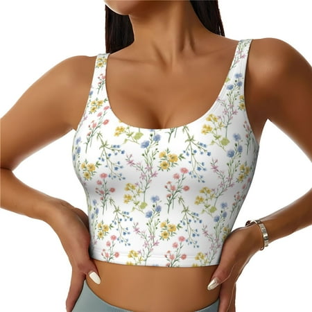 Jgfou Floral Print Womens Sports Bra - Padded Workout Sports Bras Crop Tank Top