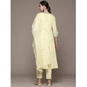 Anarkali Style Cotton Kurta Pant Dupatta Set Indian Women Kurti Salwar Suit V-Neck Size 46
