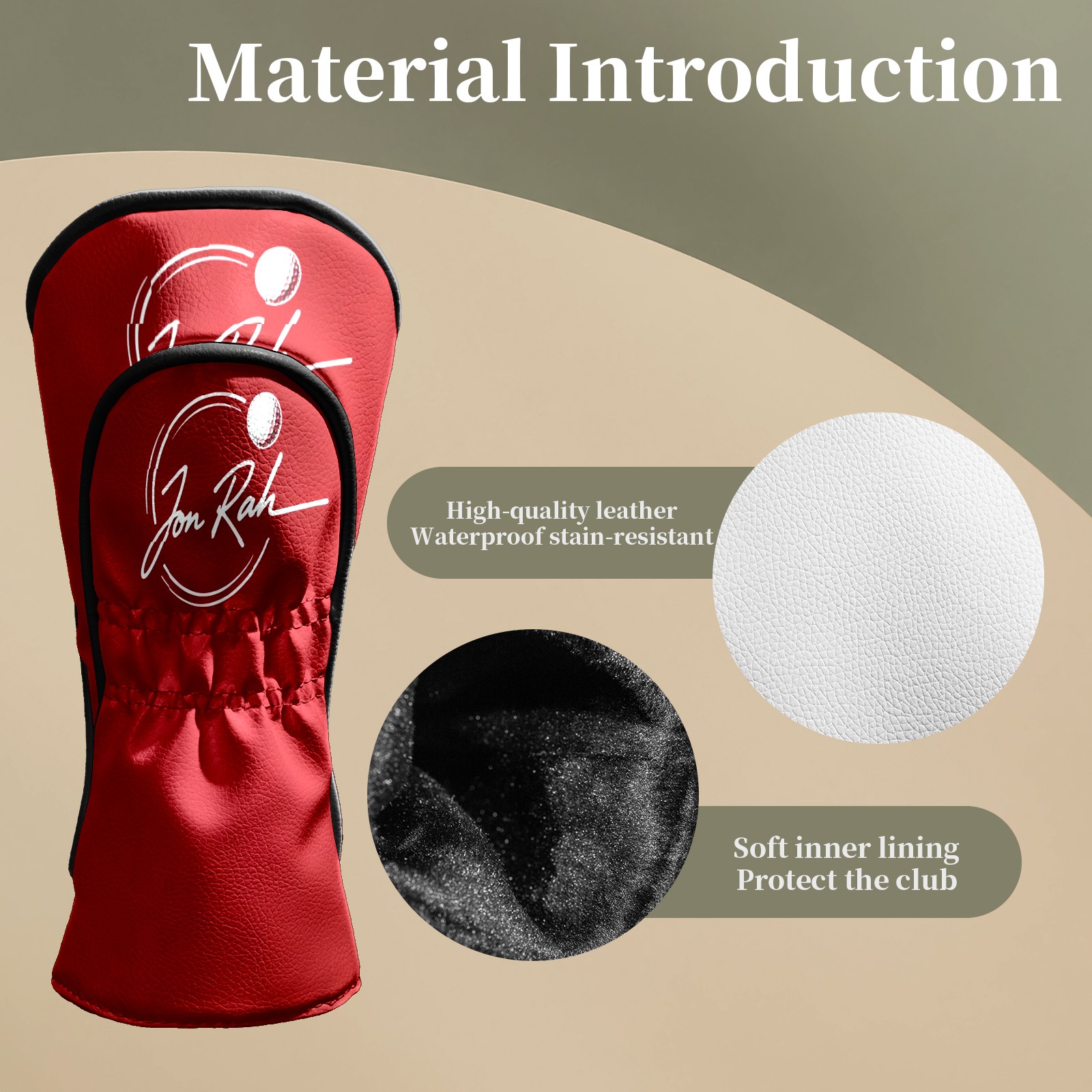 Jongolfball Golf Club Head Covers Waterproof Leather Golf Head Covers for Men Women Driver Head Cover Fairway Headcover for Golf Lovers