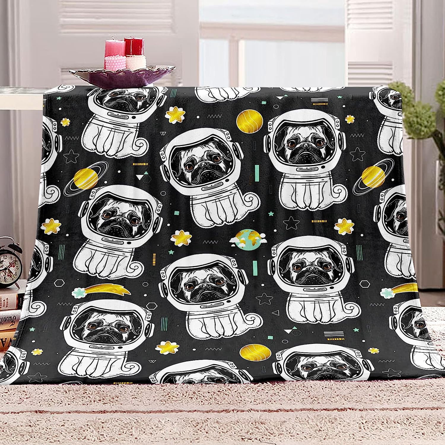 Boxer Dog Blanket Cute Puppy Throw Blanket Super Soft Flannel Throw Blanket Lightweight Fluffy Plush Fuzzy Bed Blanket for Cute Pet 60"X80"