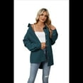 thumbnail image 3 of Camisas de con Botones para Mujer, Elegantes, Informales, de Larga, Holgadas, con Bolsillo, Azul Pavo Real, Talla S, 3 of 10