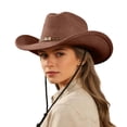 thumbnail image 4 of Chapeau de Cowboy Western pour Tenue Décontractée Extérieure Style Jazz Classique Protection Solaire Artisanat, 4 of 5