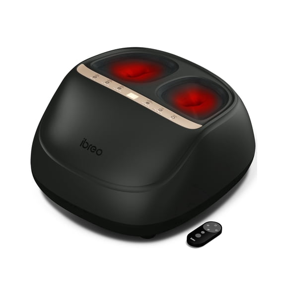 ibreo Shiatsu Foot Massager Machine with Heat, Deep Kneading, Air Compression, Vibration, Adjustable Pressure Auto Timer Remote Control, Black