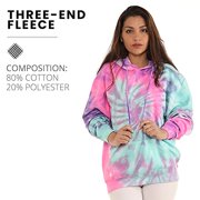 Pure Essence Tie Dye Long Sleeve Fleece Pullover Hoodie for Men and Women
