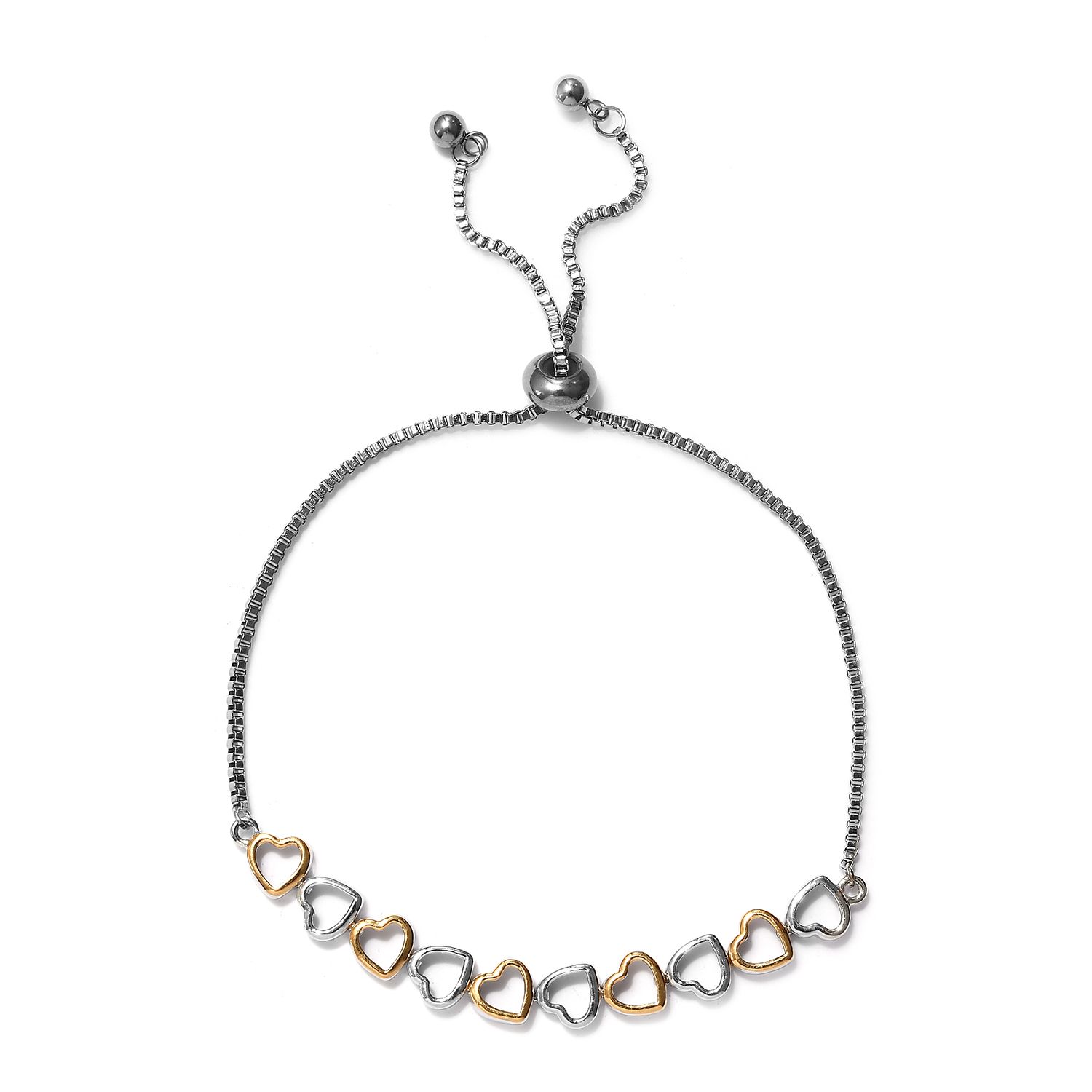 Shop LC Stylish Valentine Heart Bangle Bolo Bracelet 14K Yellow Rose