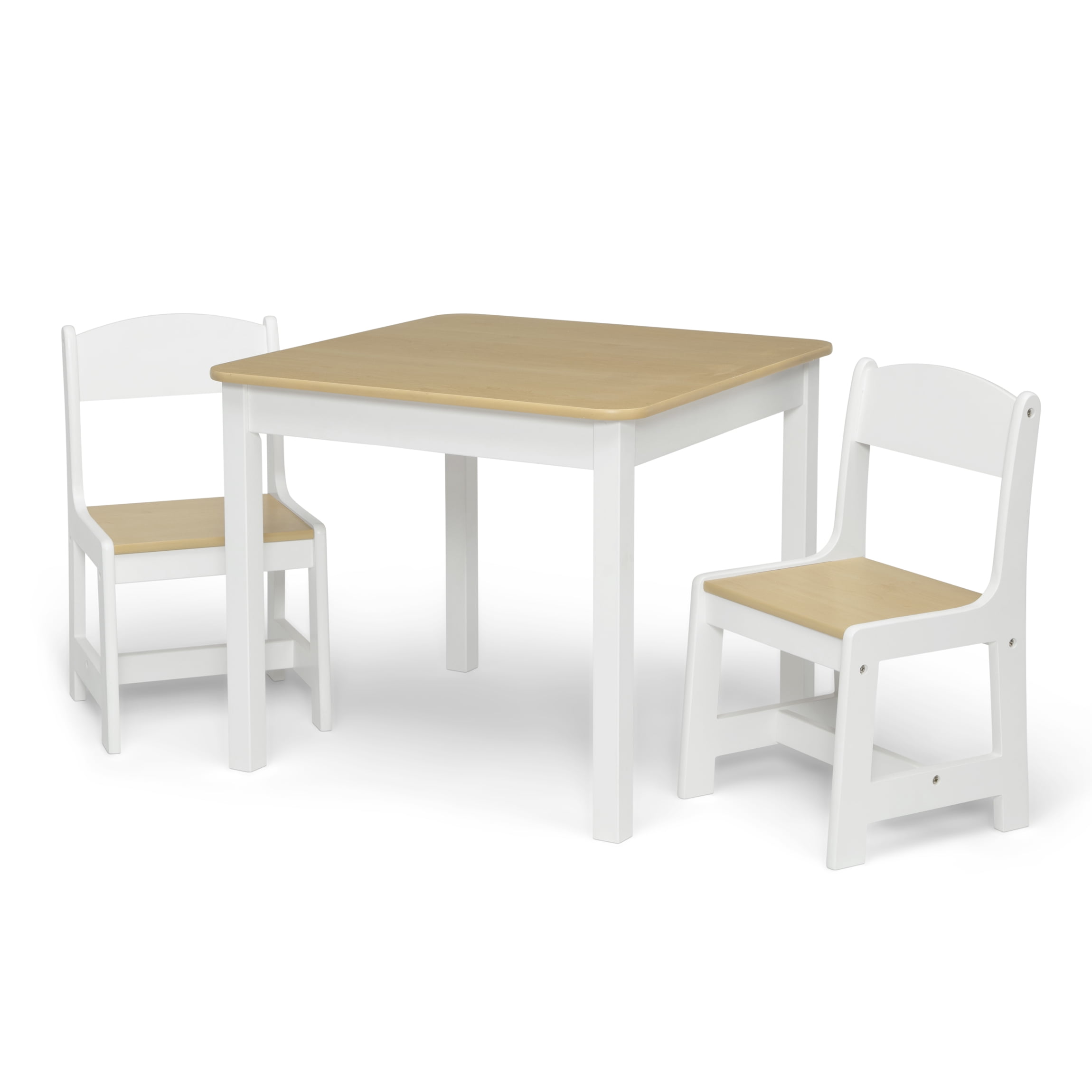 Delta Children MySize Wood Play Table and Chair Set (2 Chairs Included) - Greenguard Gold Certified, Bianca White/Natural&nbsp;