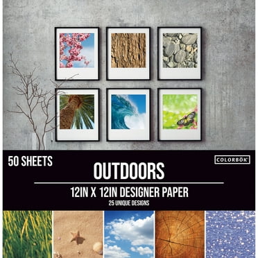 Colorbok Solid Multicolor Outdoors Designer Paper Pad, 12"x12", 67 lb./100 GSM, 50 Sheets