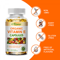 thumbnail image 3 of Vitamin E Capsules 400 IU 180mg D-Alpha, Supports Antioxidant, Skin Nutrition, Immune, 120 Softgels, 3 of 3