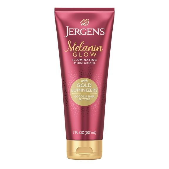 Jergens Hand and Body Lotion, Melanin Glow Illuminating Moisturizer Gold Luminizers, 7 Oz