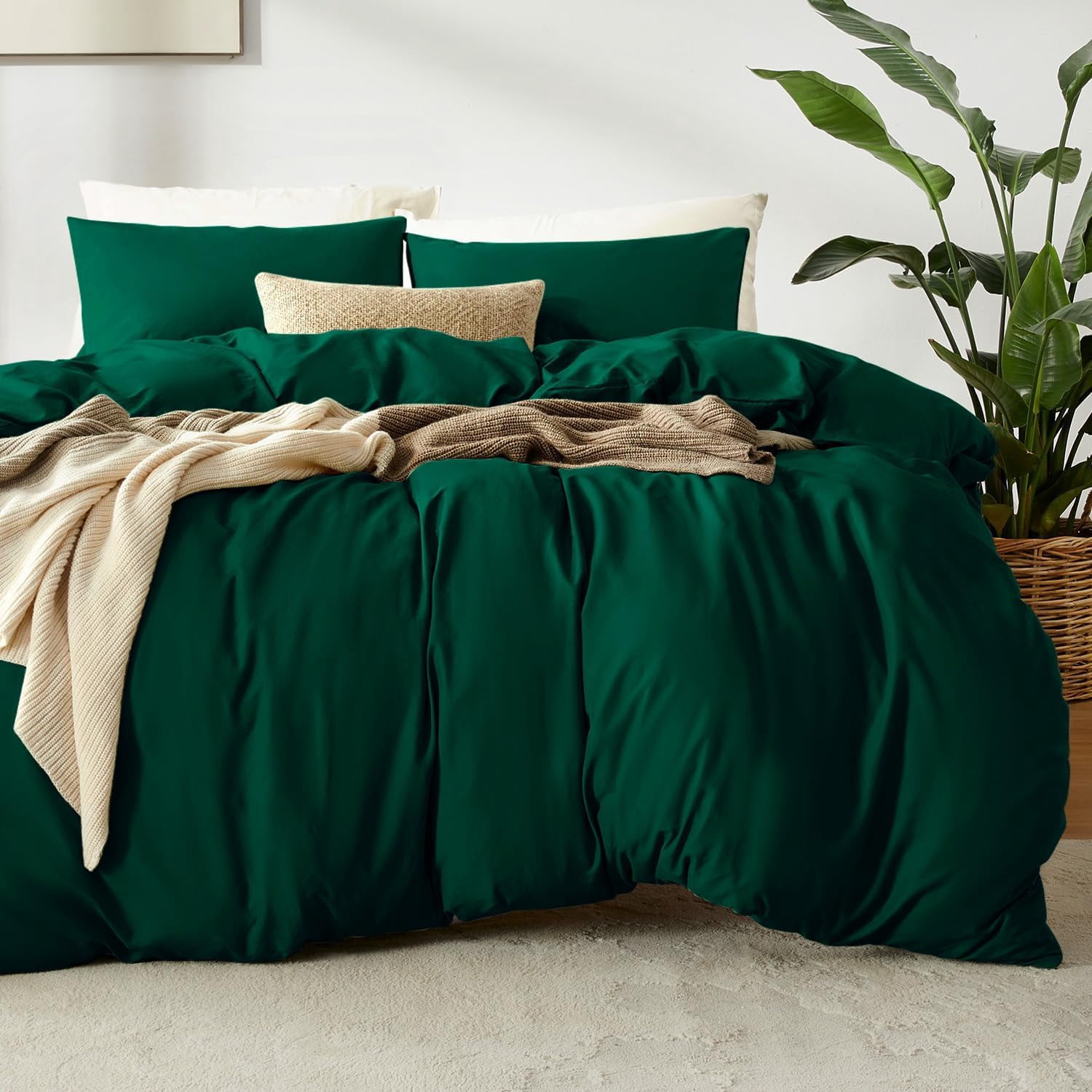 Chezmoi Collection Wilmer Set Biancheria Letto Queen 3 Pezzi - Tessuto Waffle Bianco
