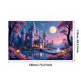 thumbnail image 3 of LUUFILx Fantasy Castle Backdrop Banner with Moonlit Scene and Blossoming Trees Ideal for Wedding Party Fairy Tale Theme Event Photography Decoration Photography, 3 of 8