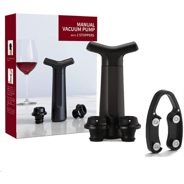 Fresh Pour Wine Saver Pump Preserver with 2 Vacuum Wine Stoppers