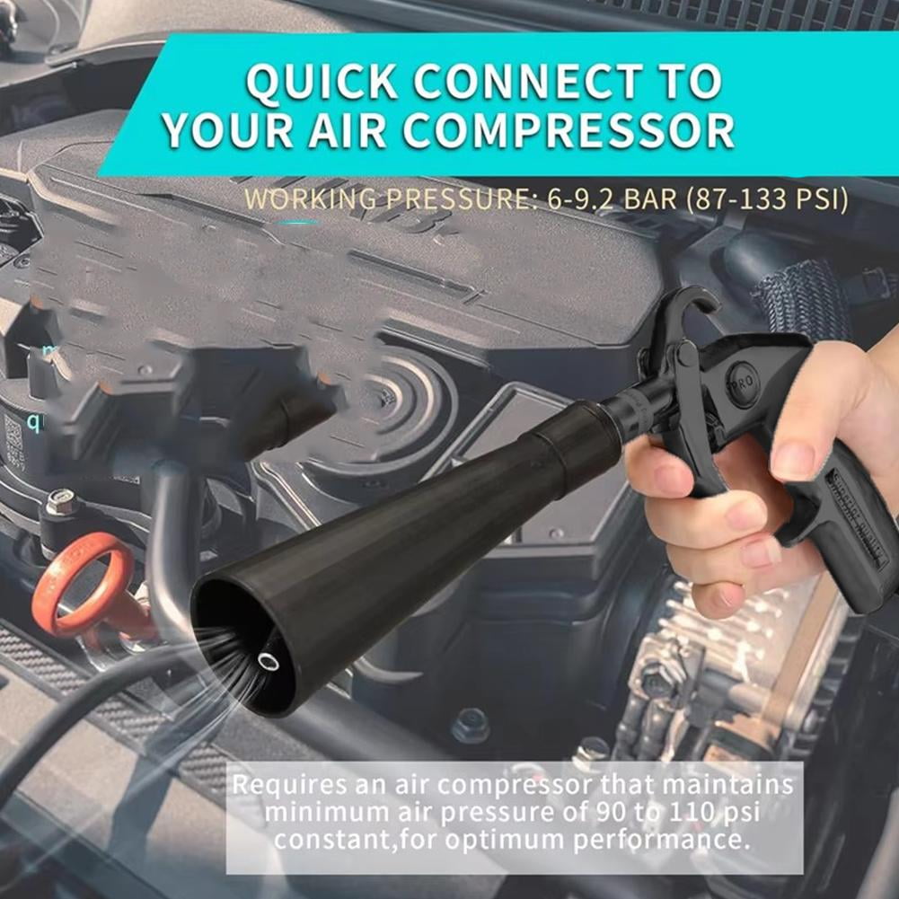 Tornado Dry Cleaning Gun for Cars, High-Pressure Air Blow Gun for Auto Detailing, Quickly Removes Dirt & Dust with Compressor, Includes Brush Attachment
