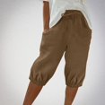 thumbnail image 2 of Casual Pants for Women High Waisted Knee Length Elastic Waist Summer Jogger Shorts with Pockets, 2 of 6
