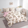 thumbnail image 3 of Homewish Leopard Print Bowknot Bedding Comforter Set 7pcs for Teens, Kawaii Stars Print Queen Bedding Sets, Modern Fashion Bow Reversible Queen Sheet Sets, Lightweight Room Decor, 3 of 7