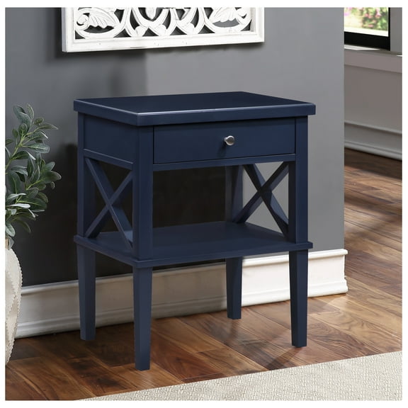 Madison Nightstand - Midnight Blue - Bedroom Furniture with Drawer & Shelf
