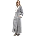 thumbnail image 1 of Womens Plush Long Robes Warm Soft Fleece Bathrobe for Winter Grey, 1 of 6