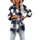 thumbnail image 1 of Camisas de cuadros cepillados para mujer, chaquetas tipo sobretodo con solapa de franela de manga larga y botones con bolsillos, 1 of 3