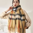 thumbnail image 5 of Women's Plaid Blanket Winter Scarf, Long Plaid Blanket Chunky Oversized Winter/Fall Warm Scarf Big Tartan Scarves Wrap Shawl - khaki, 5 of 5