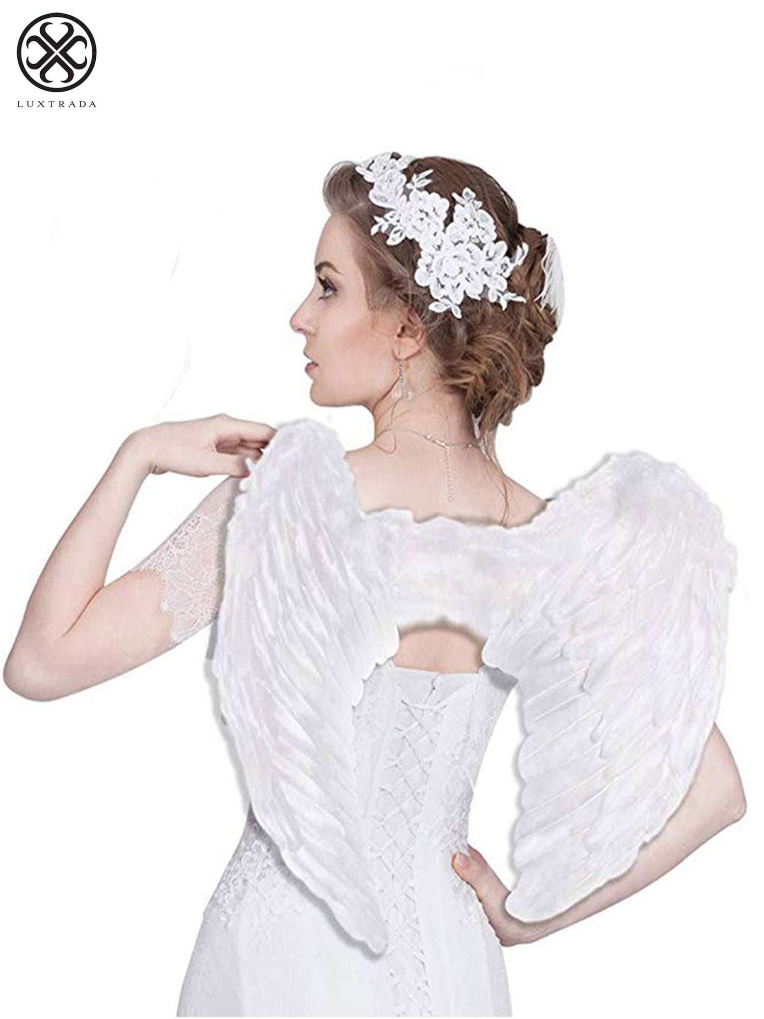 Luxtrada Angel Devil Feather Wings for Kids Halloween Costume Feather Angel Wing for Girls Women Adult (White,Kid Size 17.7''*13.7'') Images Luxtrada Angel Devil Feather Wings for Kids Halloween Costume Feather Angel Wing for Girls Women Adult (White,Kid Size 17.7''*13.7'')