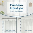 thumbnail image 4 of DriftAway Semi Sheer Scalloped Edge White Coastal Beach Window Curtains for Living Room Bedroom 2 Panels Rod Pocket Each Size 52 Inch by 96 Inch Navy, 4 of 8
